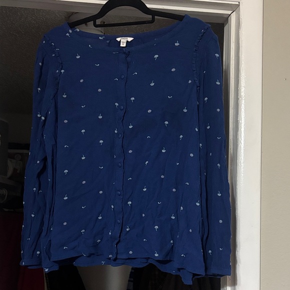 Sonoma Tops - 🔵 3/$25 Sonoma Blue Floral Button-Up Blouse